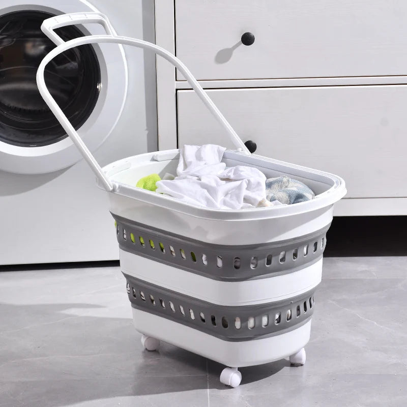 Unisex Opvouwbare Wasmand met Wielen en Ventilatie 1
