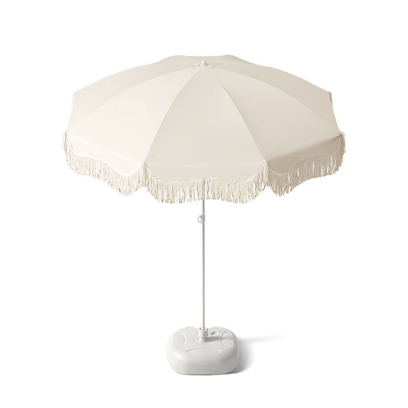 Unisex Parasol met Verstelbare Hoogte en Franjes met Stevige Parasolvoet 3