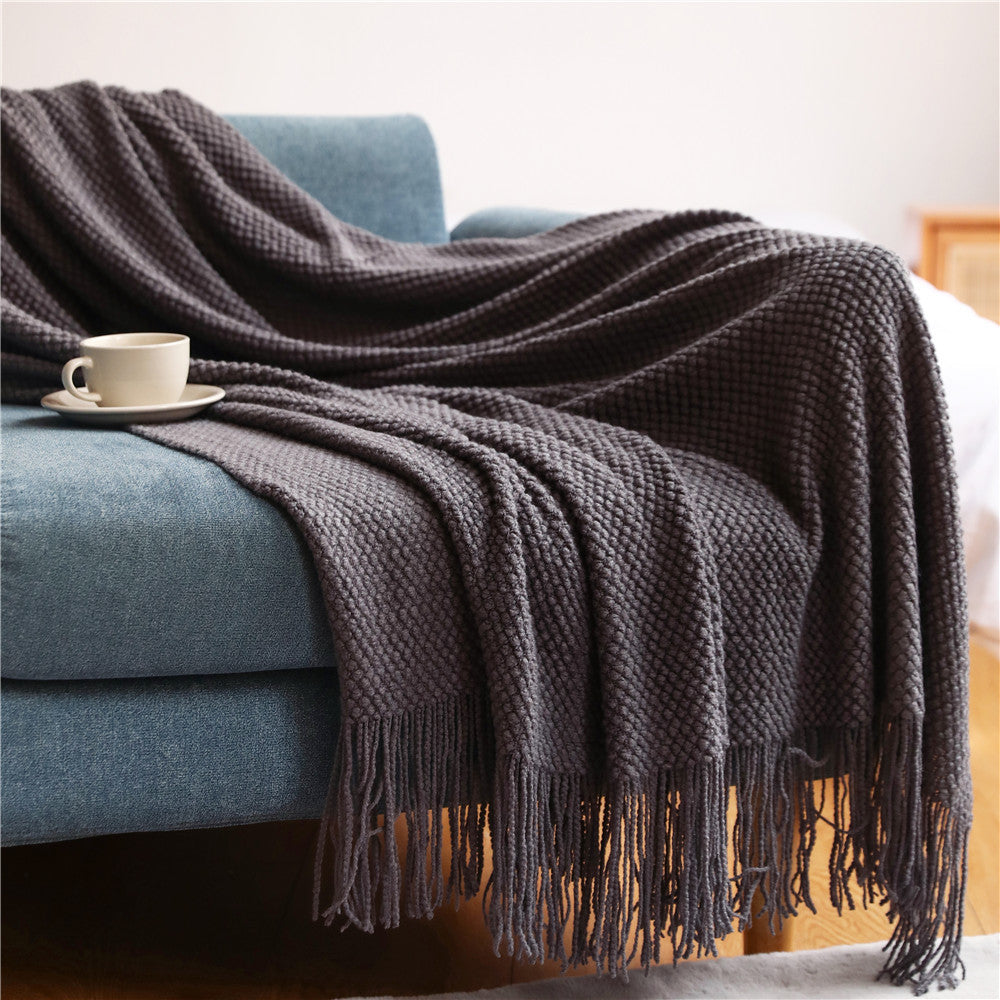 Unisex Plaid Met Textuur En Franje 12