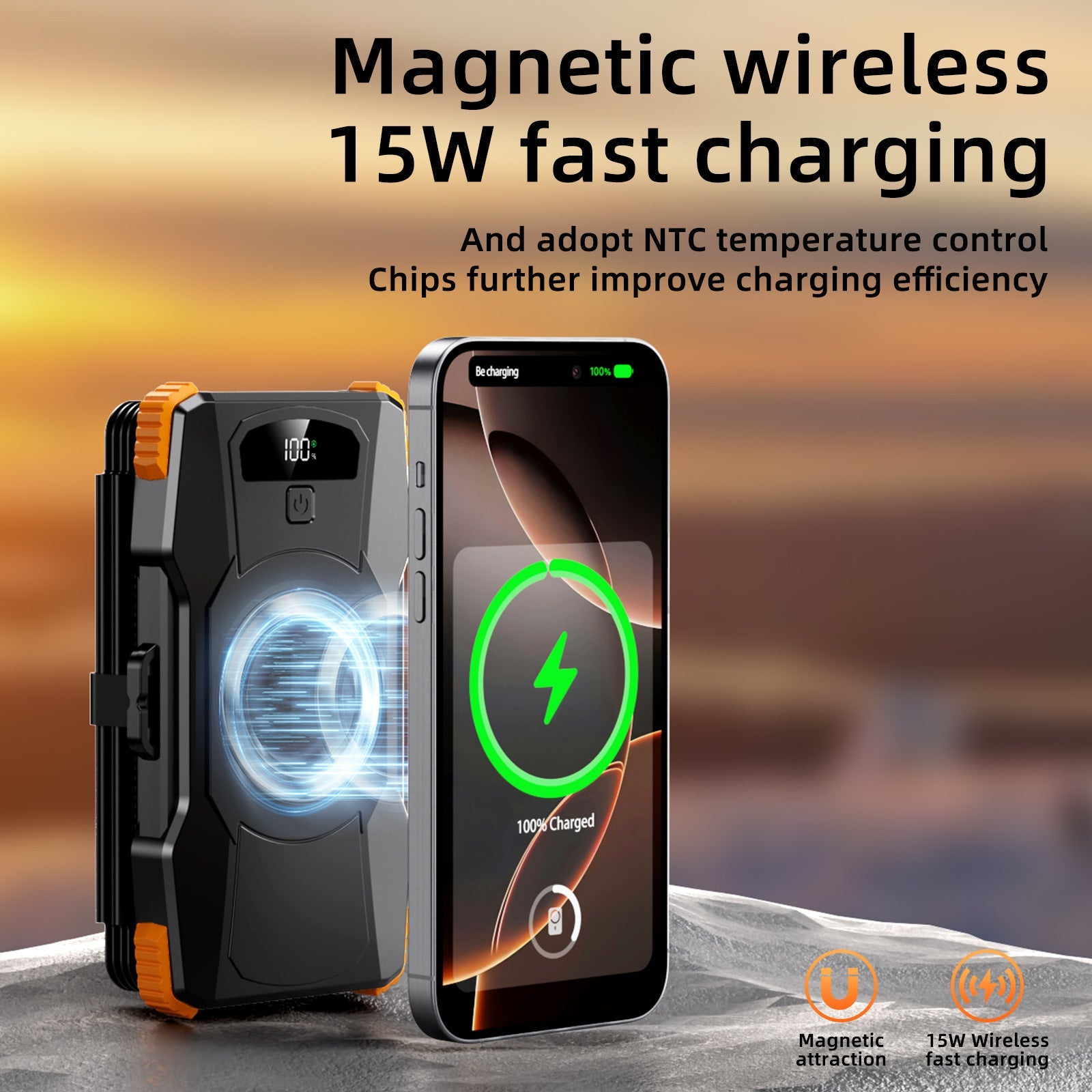 Unisex Powerbank Zonne-energie Met LED-verlichting en Meerdere USB-poorten 3