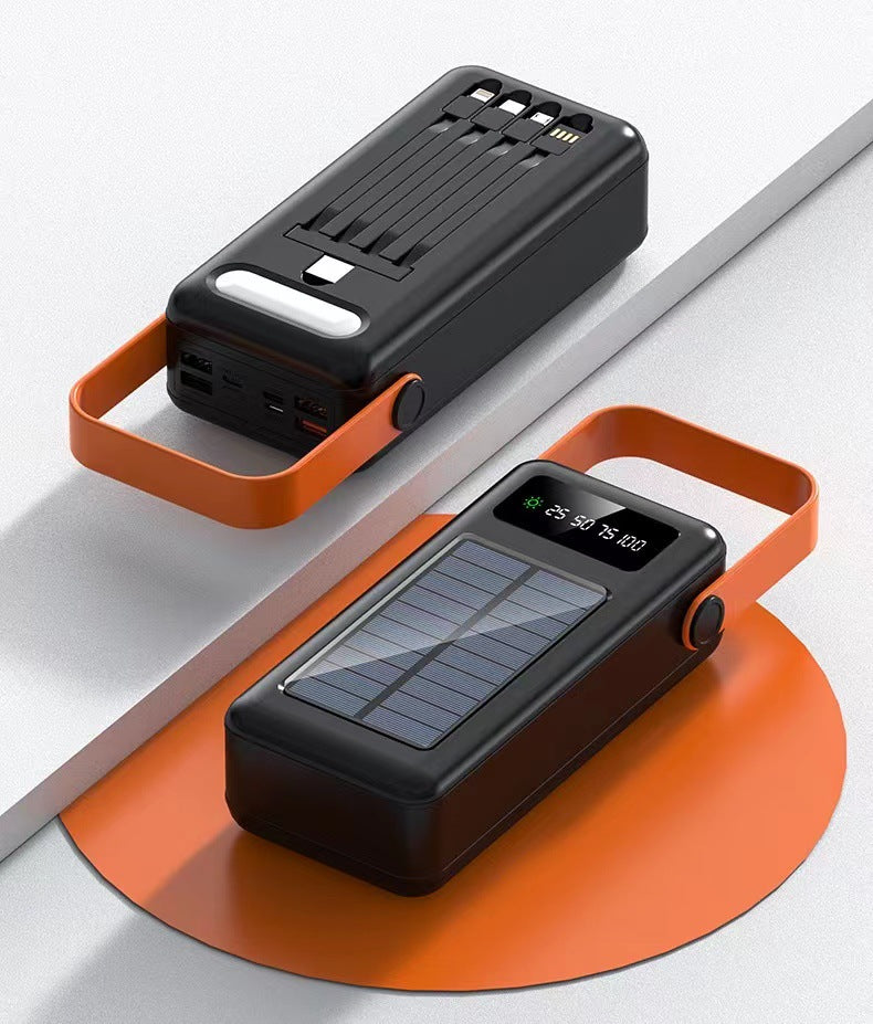 Unisex Powerbank met Zonne-energie en Geïntegreerde Oplaadkabels 2