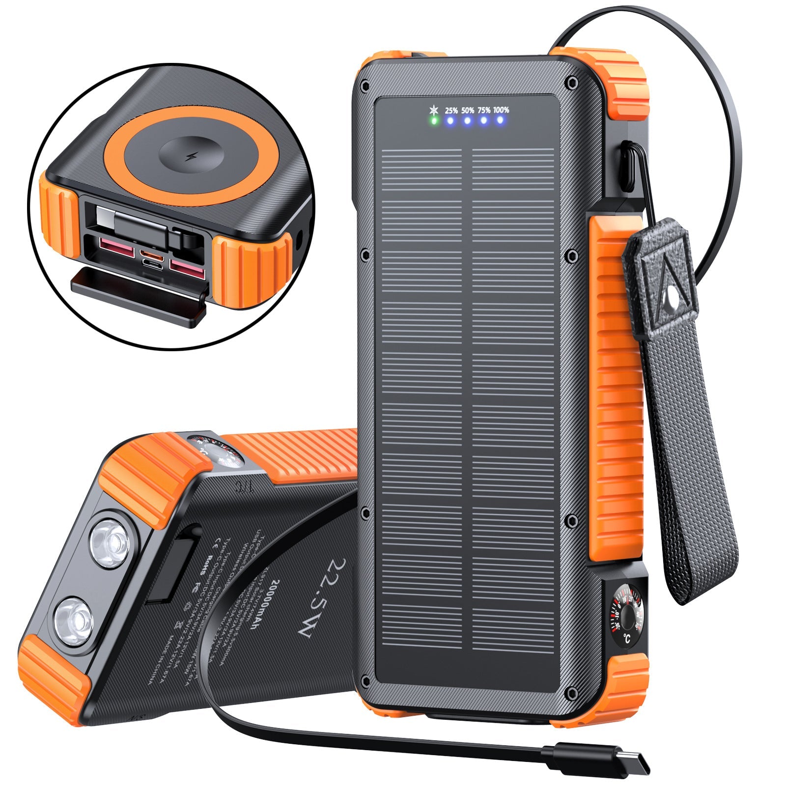 Unisex Powerbank met Zonne-energie en LED-display 0