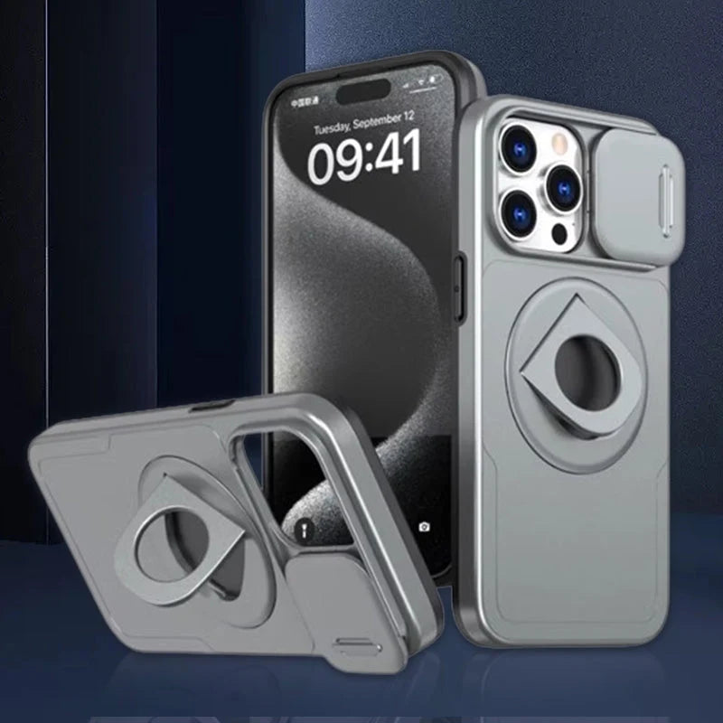 Unisex Telefoonhoesje Schokbestendig met Standaard en Magnetische Bevestiging voor iPhone 11 en 12 11