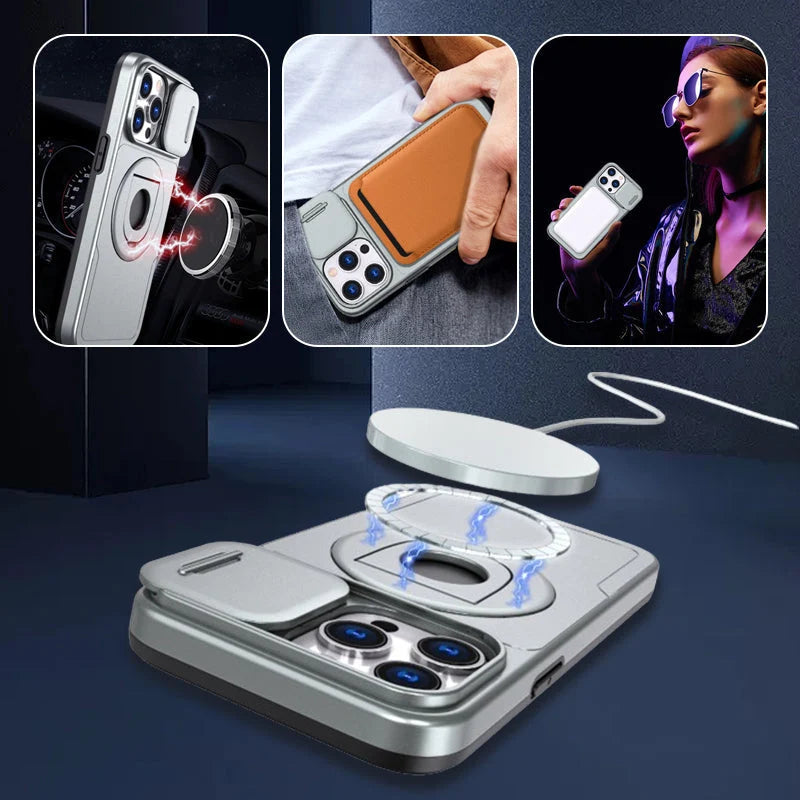 Unisex Telefoonhoesje Schokbestendig met Standaard en Magnetische Bevestiging voor iPhone 11 en 12 6