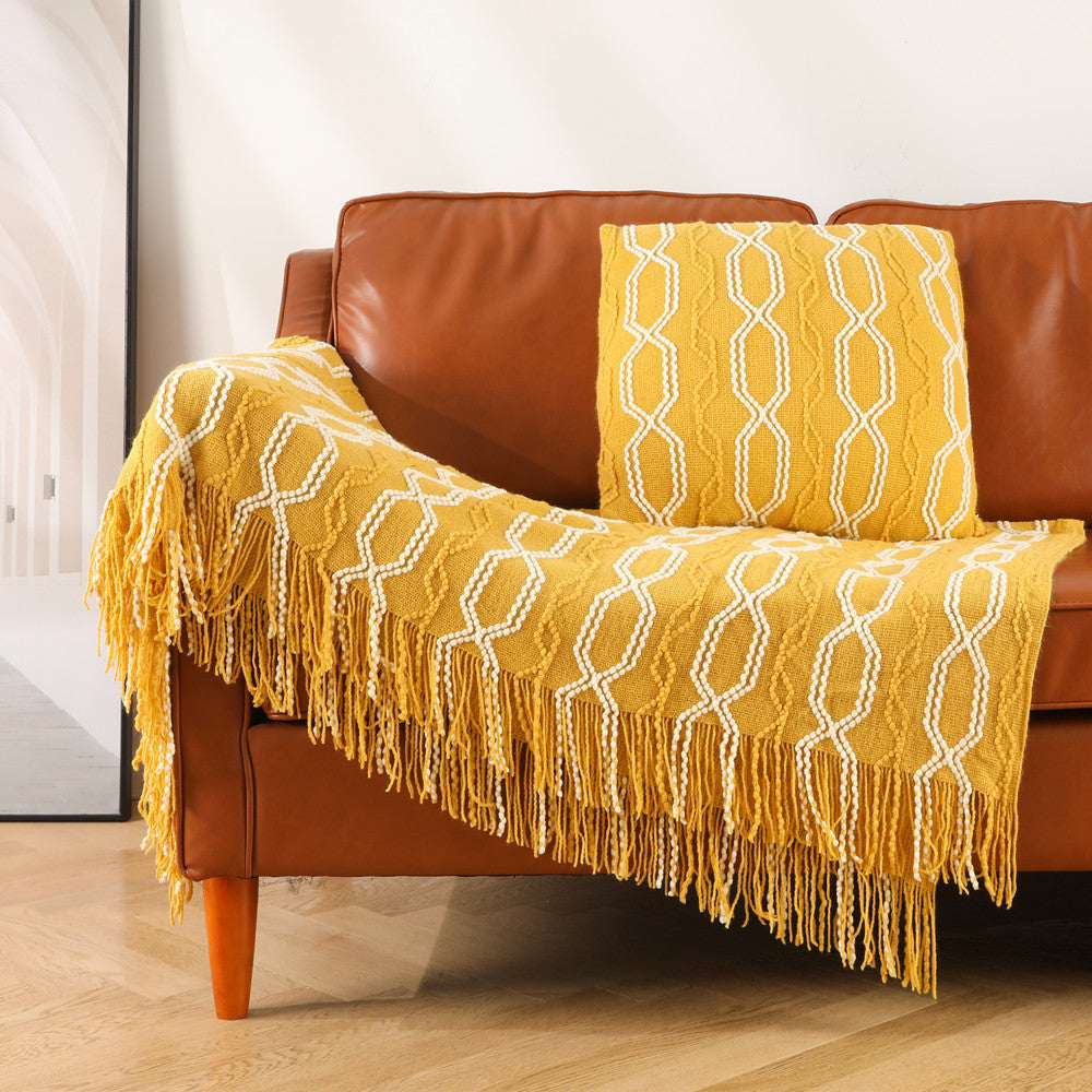 Unisex Textured Throw Deken Geometrisch Design 1