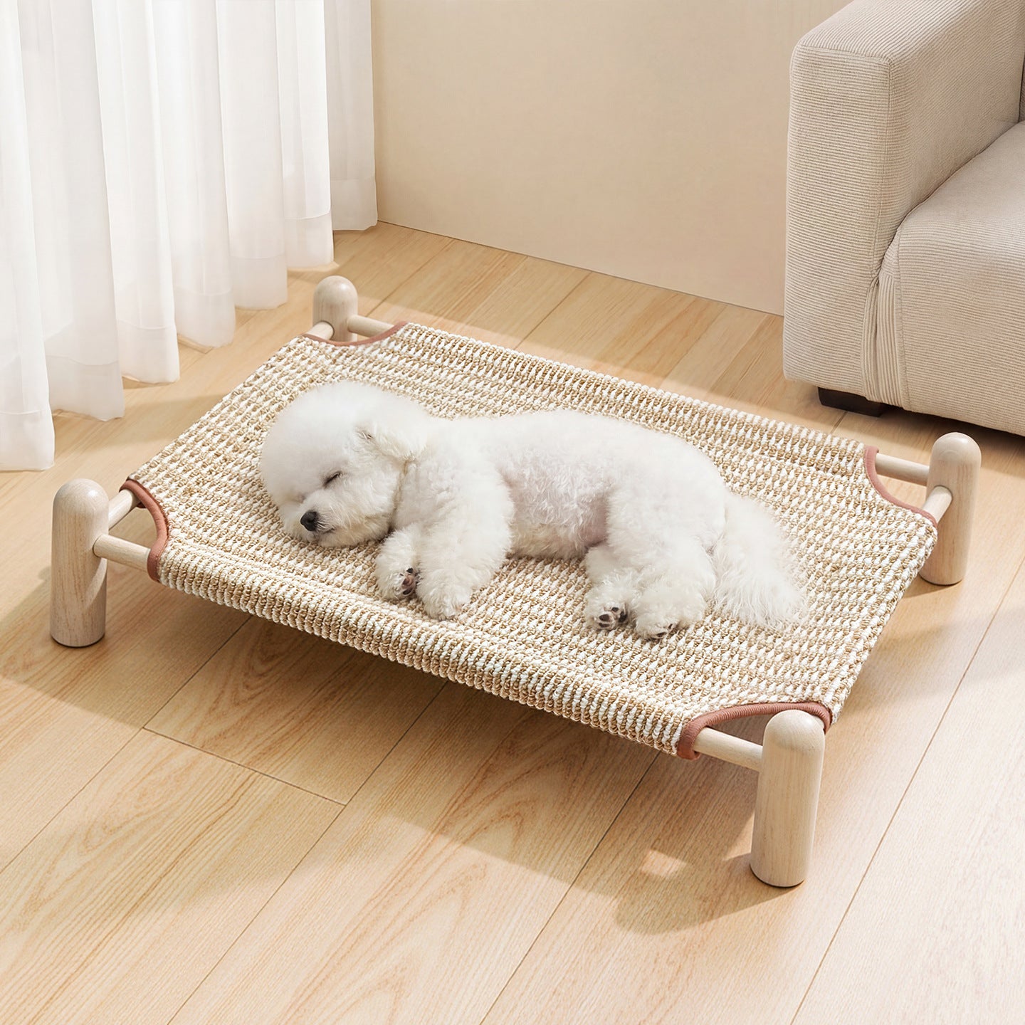 Unisex Verhoogd Huisdierbed Houten Frame Ademend Ontwerp 1