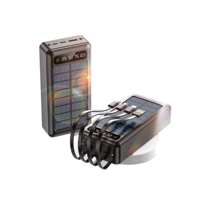 Universele Powerbank op Zonne-energie met Digitaal Vermogensdisplay en Multifunctionele Laadkabels 1