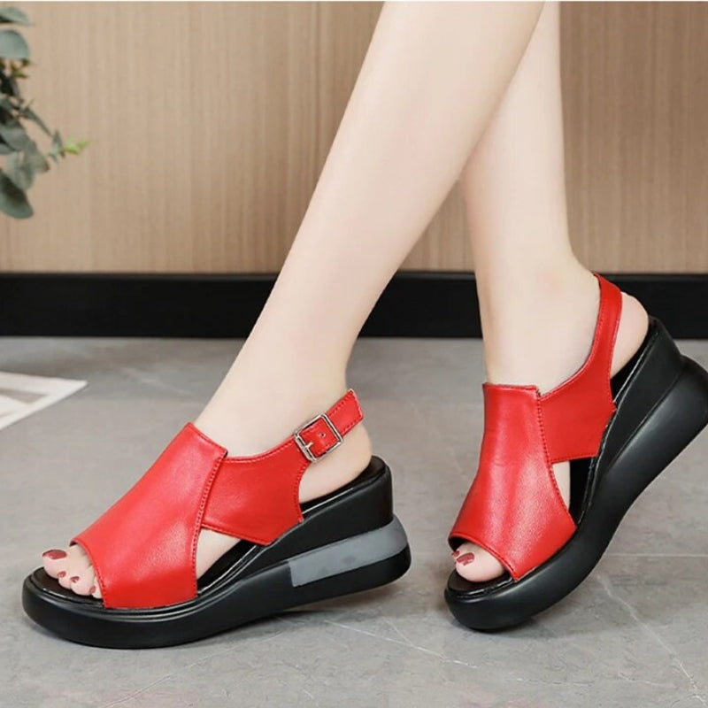 Open Teen Plateau Sleehak Sandalen