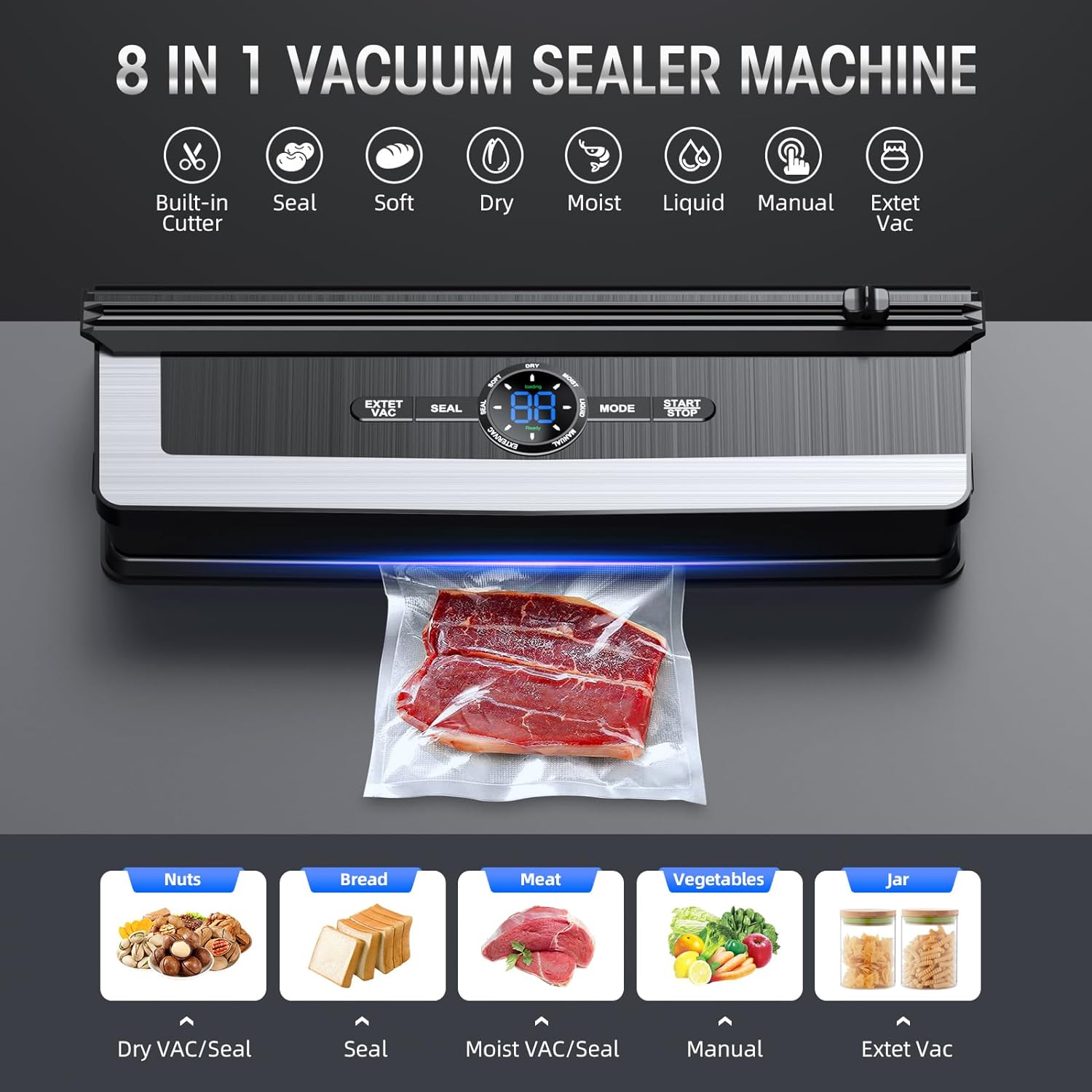 Vacuümmachine 8-in-1 Met Snijder Voor Voedselopslag 7