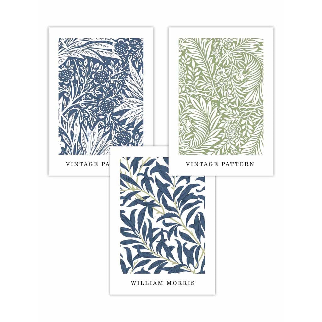 Vintage Bloemen Kunstprints Set van 3 voor Muurdecoratie 0