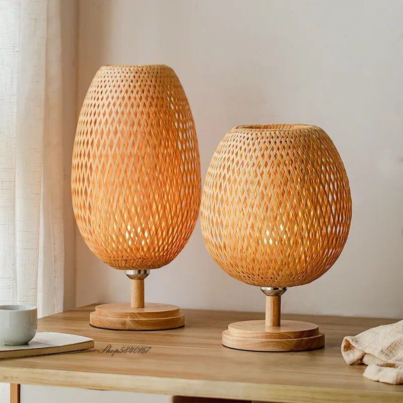 Vintage Tafellamp Bamboe voor Woonkamer en Slaapkamer 2