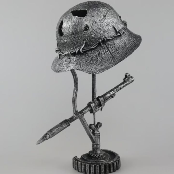 Vintage Tafellamp Helm Staal 5