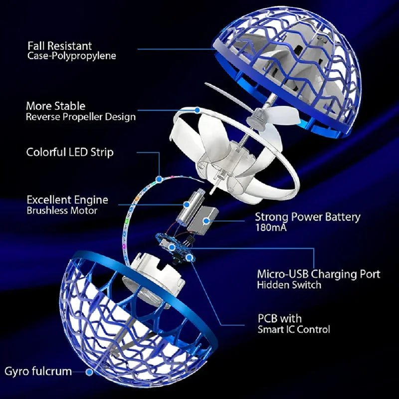 Vliegende Gyroscoop met 360° Beweging en LED Lichteffecten 7