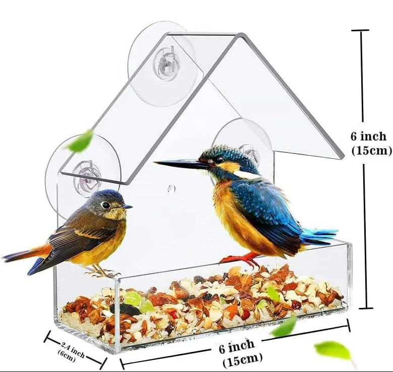 Vogelvoederhuis voor Raam met Zuignappen en Afneembare Kom 0