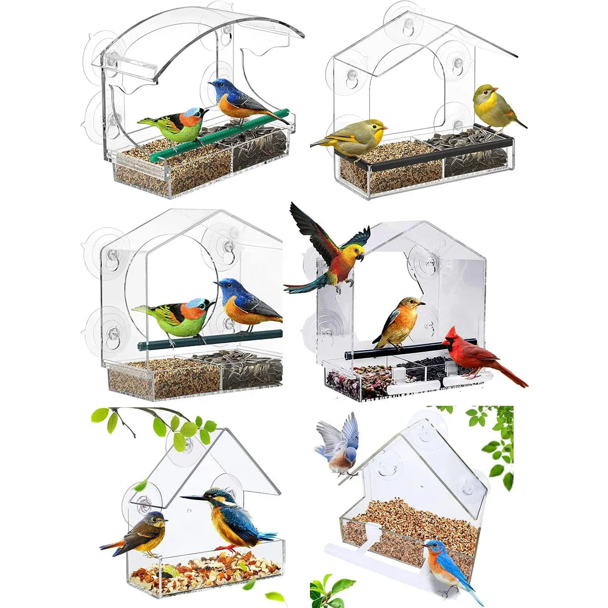 Vogelvoederhuis voor Raam met Zuignappen en Afneembare Kom 1