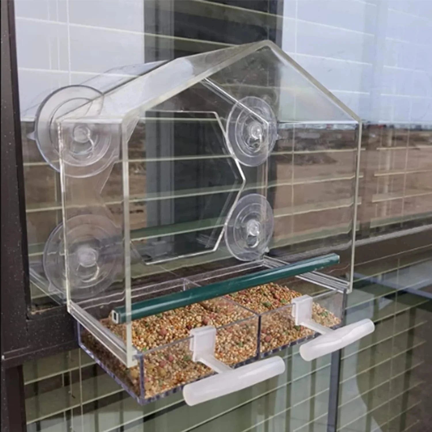 Vogelvoederhuis voor Raam met Zuignappen en Afneembare Kom 4