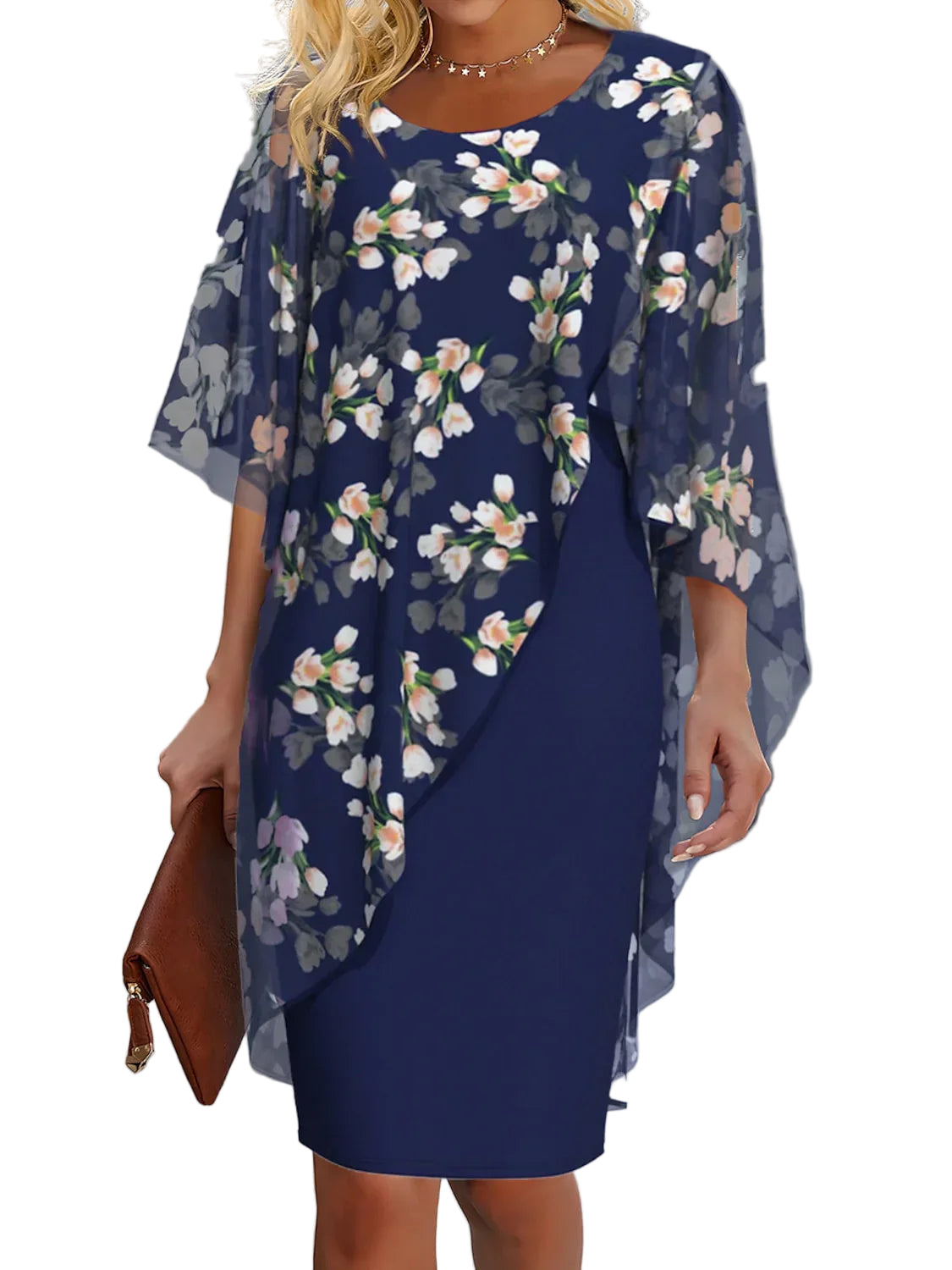 Vrouwen Chiffon Jurk met Bloemenprint 0