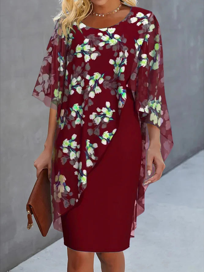 Vrouwen Chiffon Jurk met Bloemenprint 2