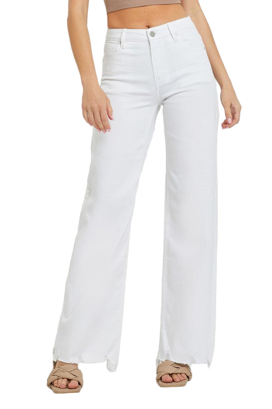 Vrouwen Hoge Taille Wijdere Jeans Wit 0