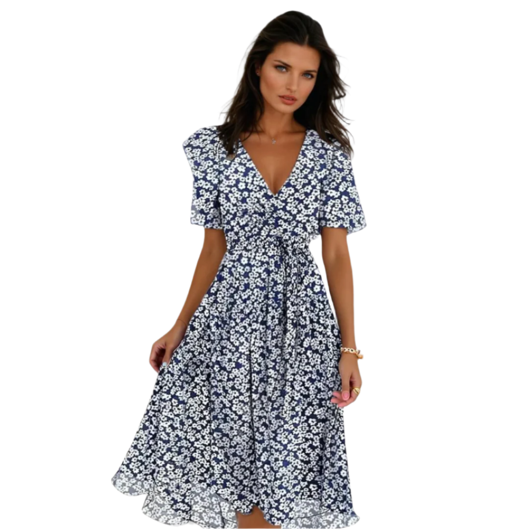 Vrouwen Korte Mouw Jurk Elegante Stijl Luchtig Materiaal 0