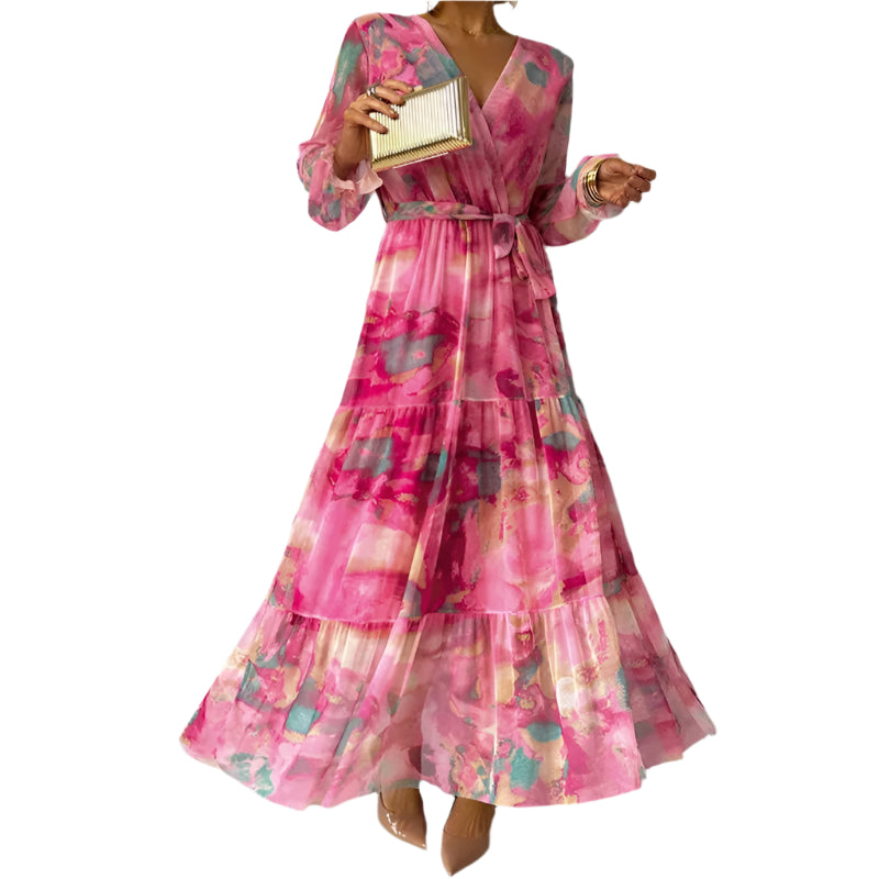 Vrouwen Maxi Jurk Bloemenprint Elegante Stijl 0