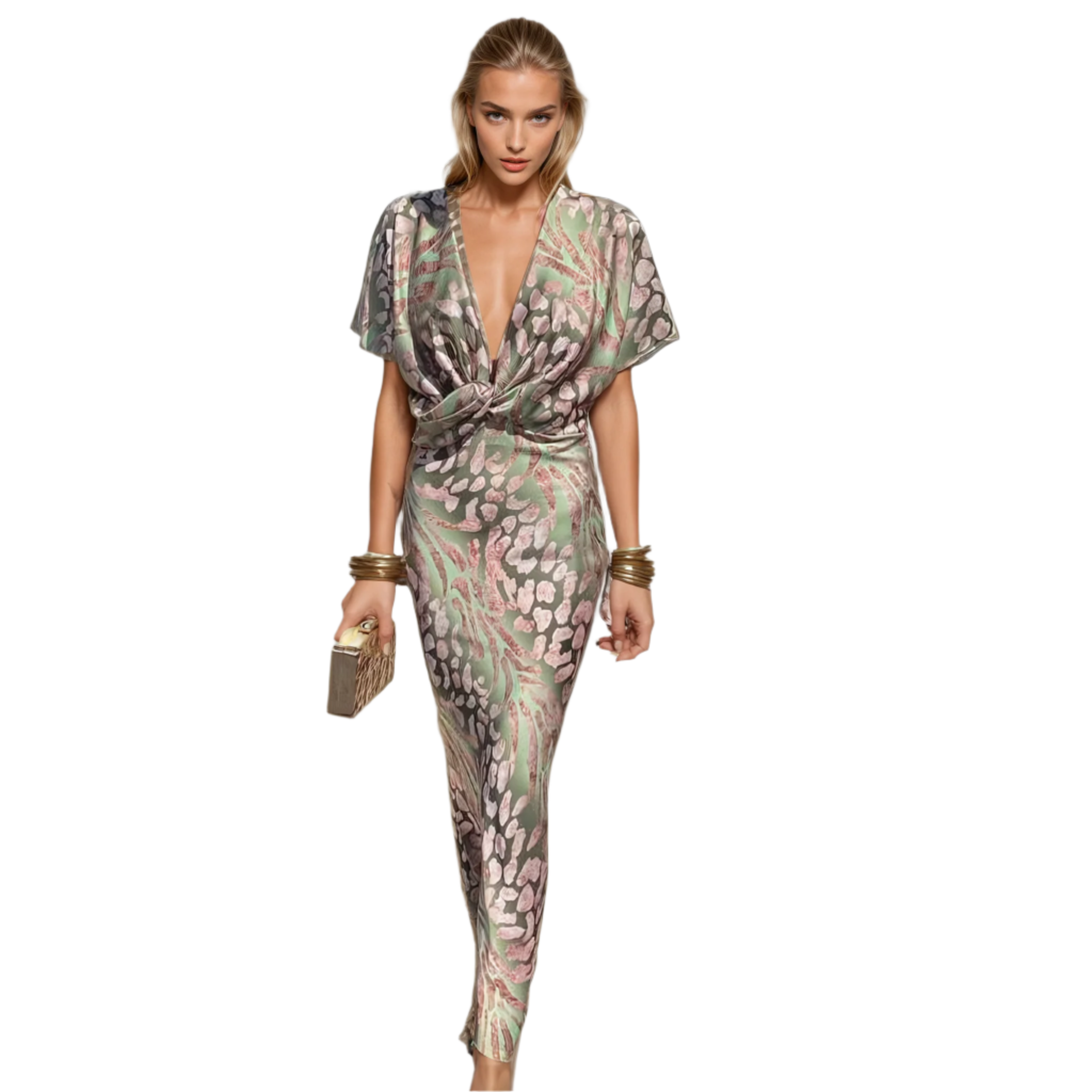 Vrouwen Maxi Jurk Elegante Stijl Zachte Stof 0