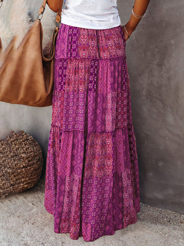Vrouwen Maxi Rok Bohemian Hoge Taille Losse Stijl Polyester 3