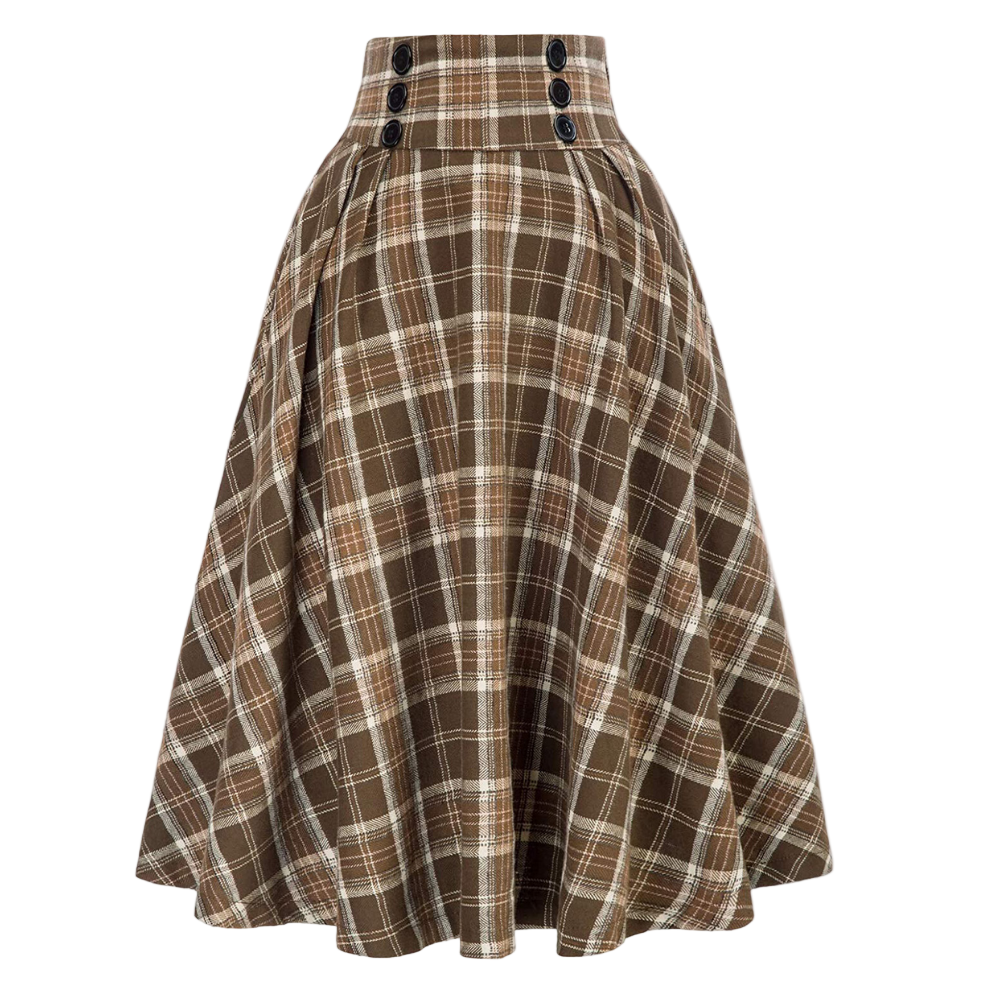 Vrouwen Midi Ternet Nederdel met Hoge Taille 0