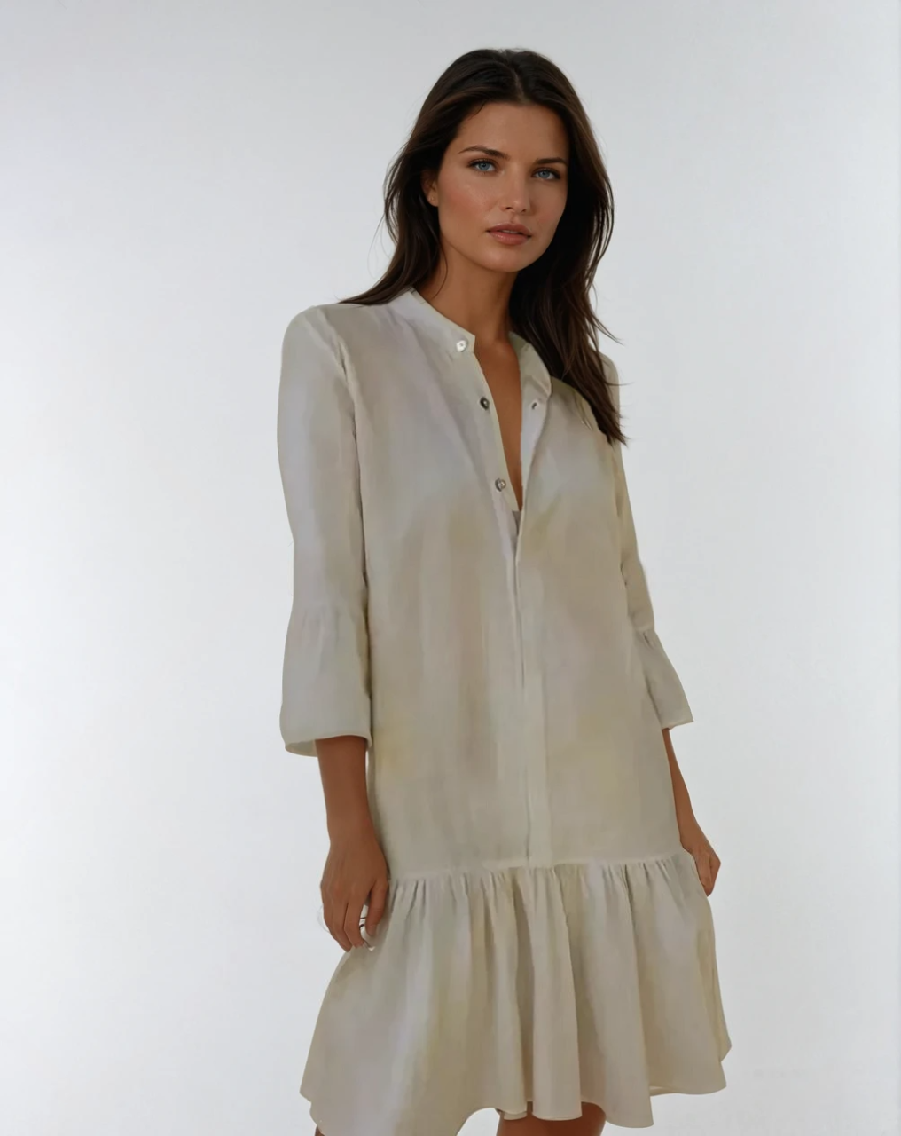 Vrouwen Mini Shirt Jurk Geplooid Stijlvol 2