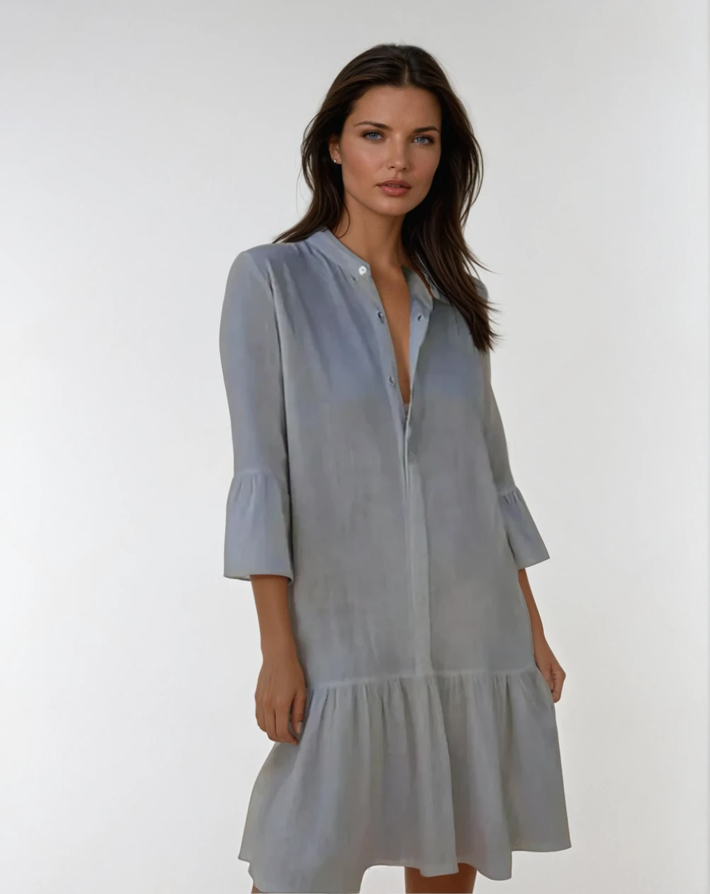 Vrouwen Mini Shirt Jurk Geplooid Stijlvol 3