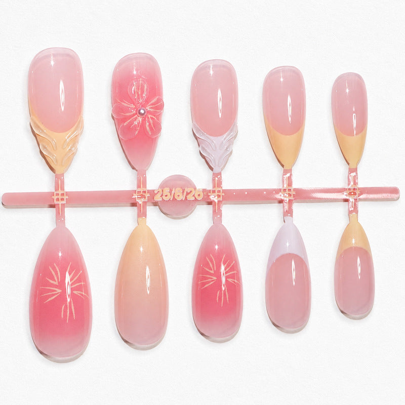 Vrouwen Nagelkunst Set Bloemen en Gradiënt Design 2
