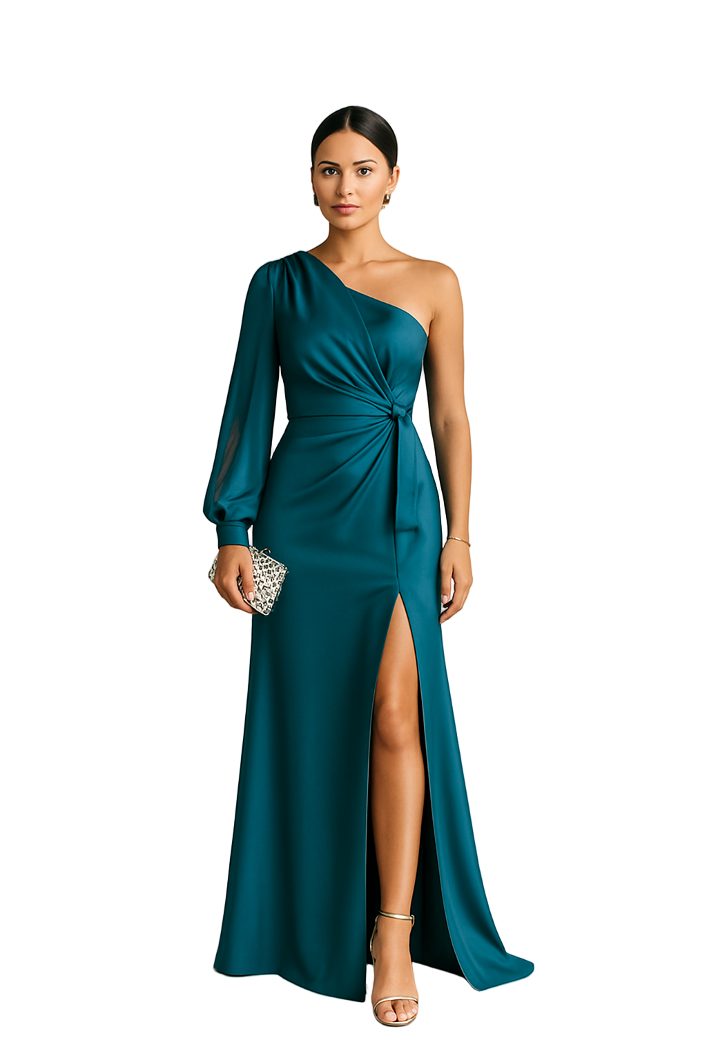 Vrouwen One-Shoulder Jurk met Gedrapeerde Details 0