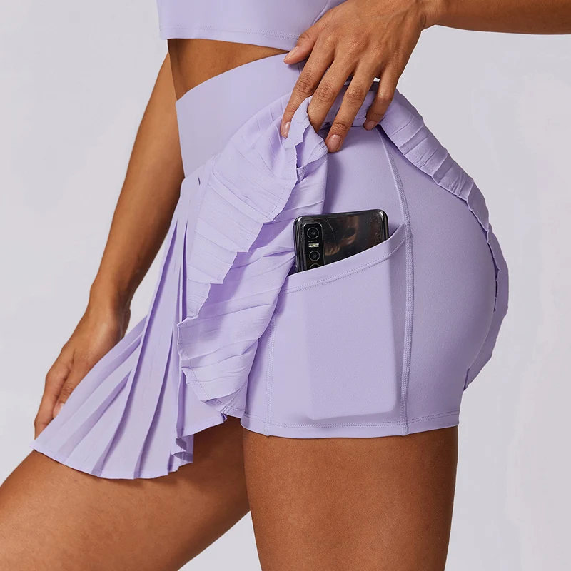 Vrouwen Plissé Rok Met Ingebouwde Shorts 4