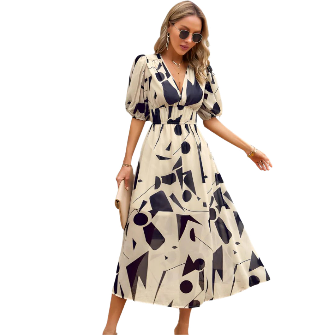 Vrouwen V-Hals Jurk Elegante Stijl 0