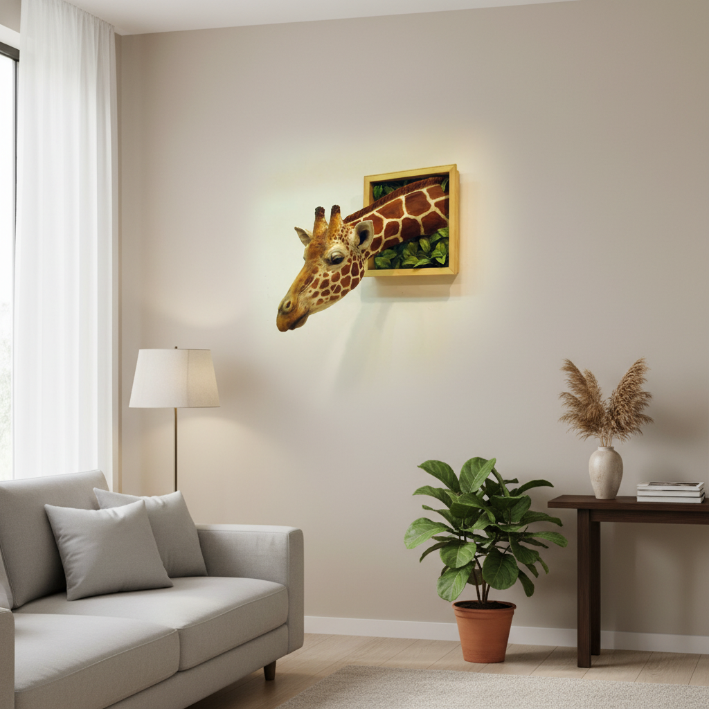 Wanddecoratie Giraffenkop 3D Sculptuur Voor Woonkamer Muurdecoratie 2