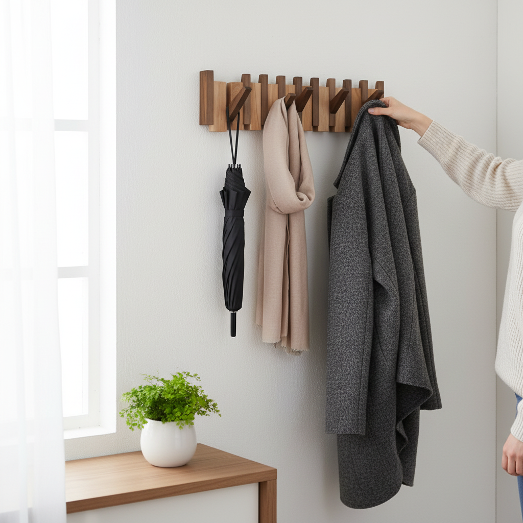 Wandkapstok met Uitklapbare Haken voor Kleding en Accessoires 1