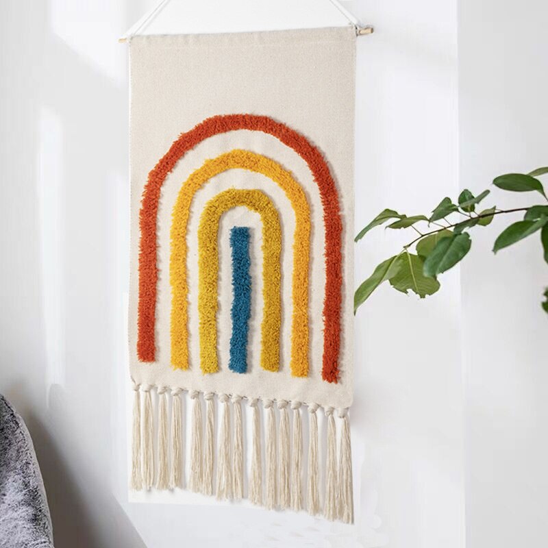 Wandkleed Boho Handgeweven met Kwastjes voor Woonkamer Decoratie 4