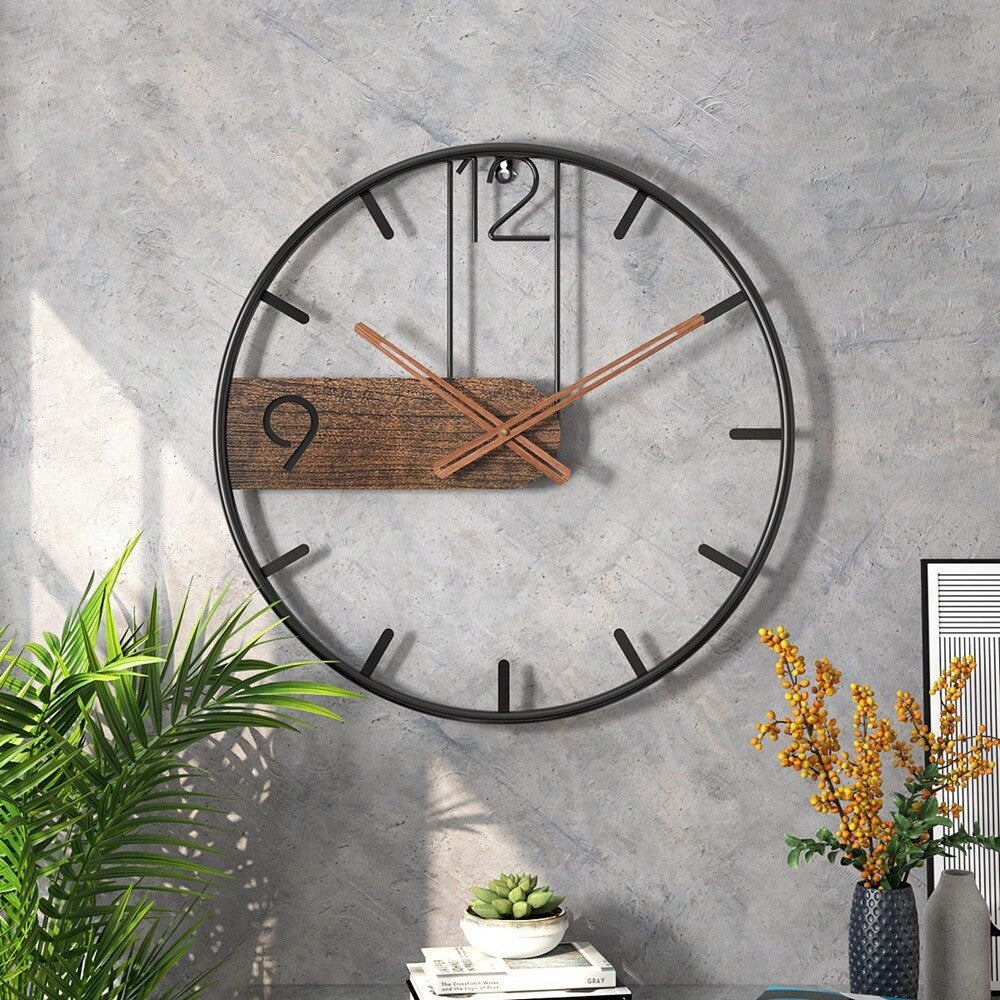 Wandklok van Staal en Walnoot met Stijlvol Design 1