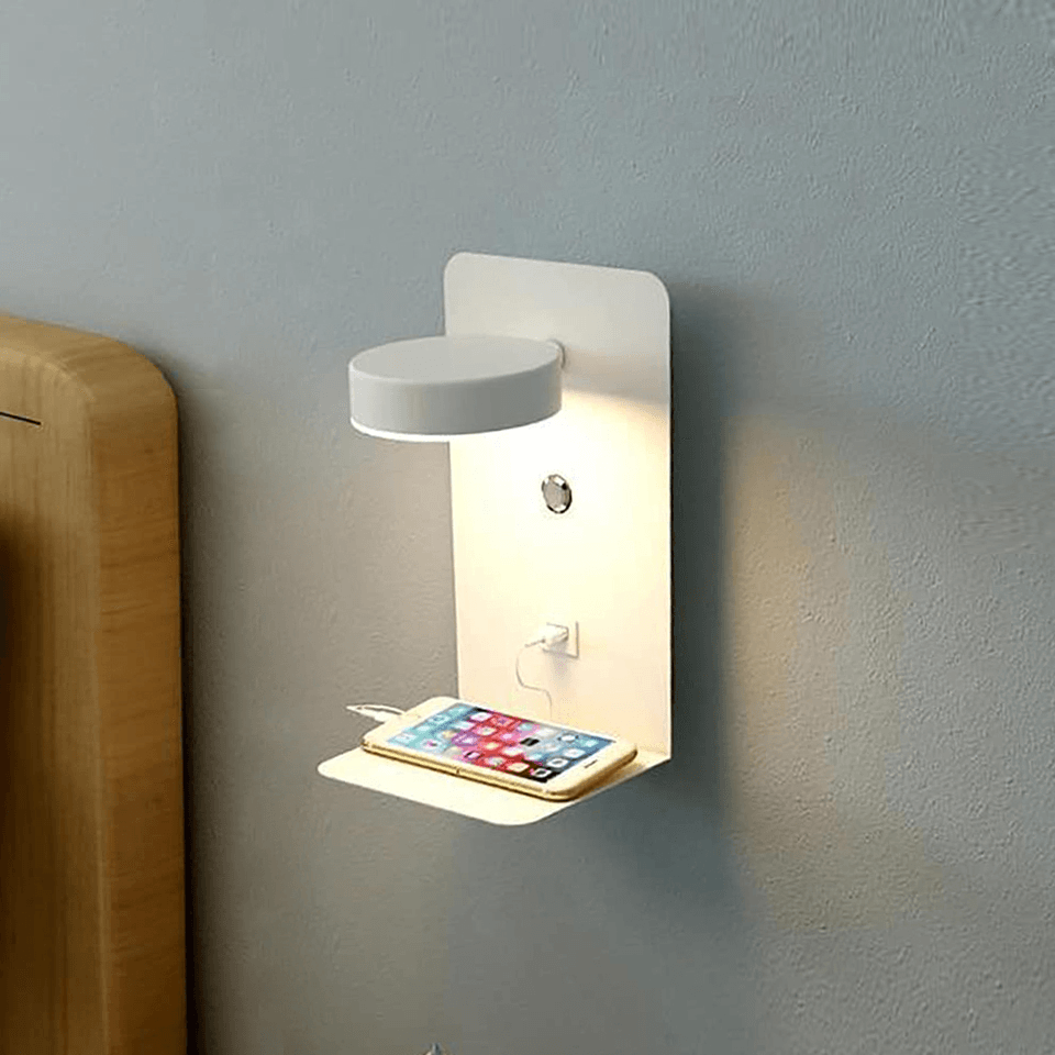 Wandlamp Zwart Draaibare Kop met Oplaadstation voor Binnengebruik 2