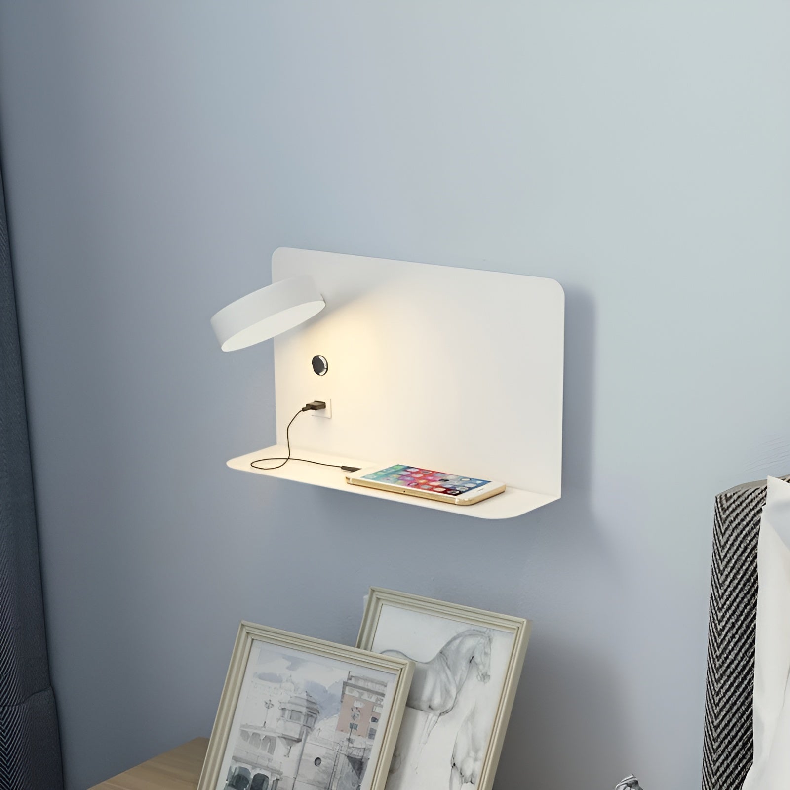 Wandlamp met USB-oplader en Schakelaar voor Slaapkamer 2
