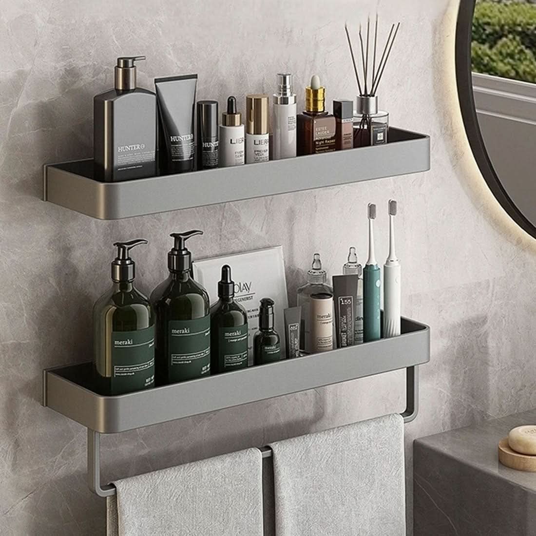 Wandplank voor Badkamer met Handdoekenrek 2