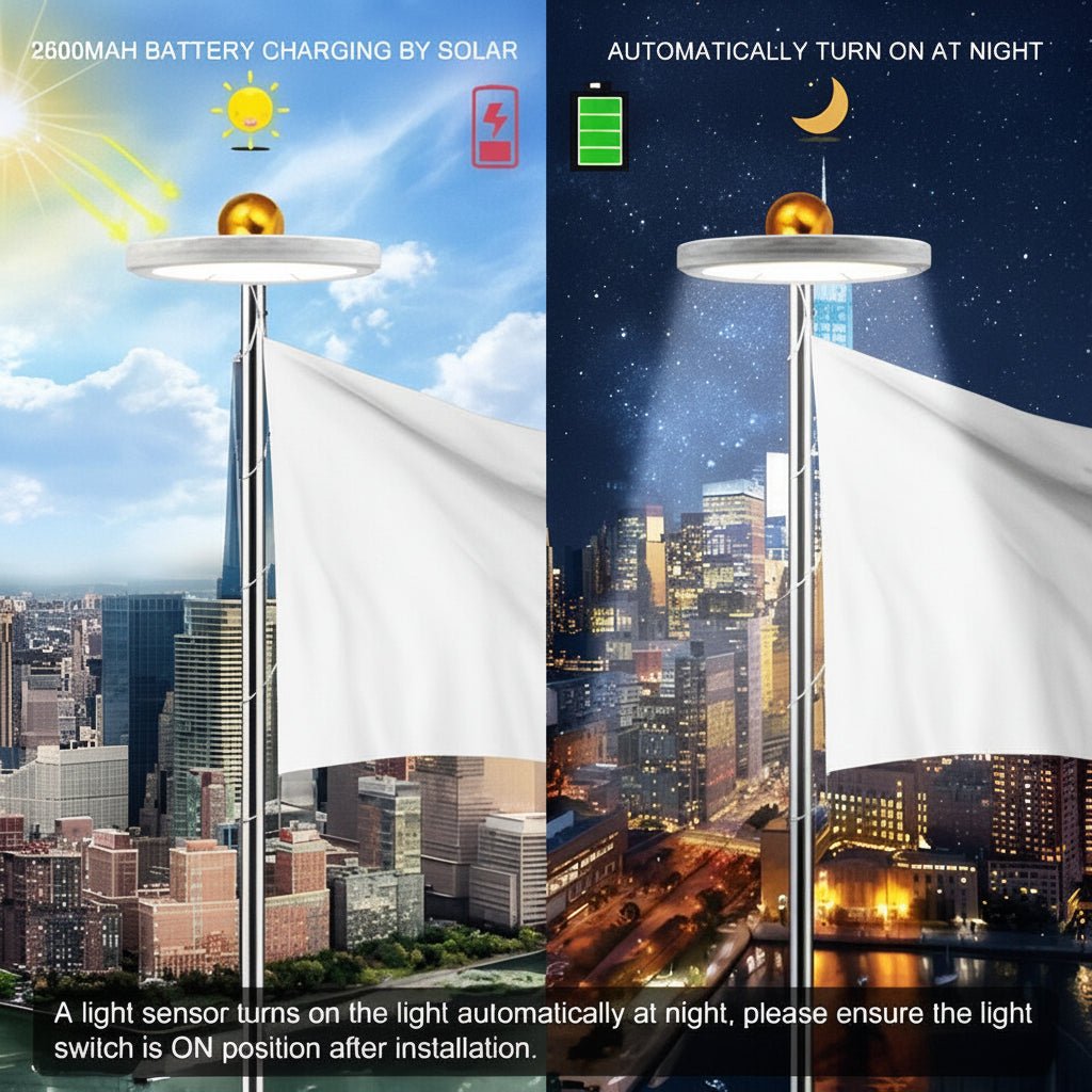 Zonne-energie Vlaggenmast Verlichting Automatisch 5