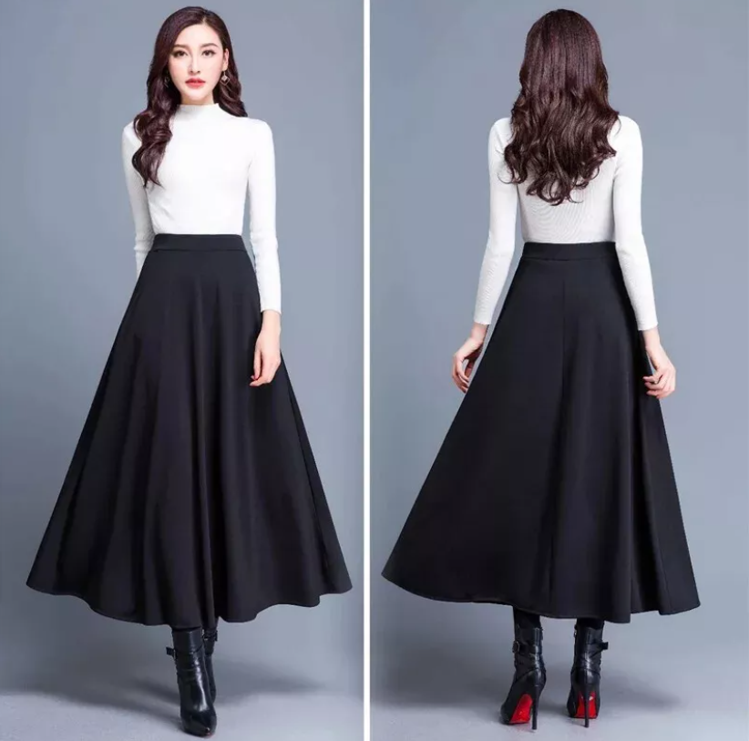 Wijd geplooide A-lijn rok voor dames