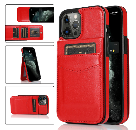 Verticale Lederen Hoesje Flip Kaarthouder (voor iPhone)