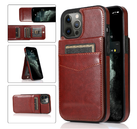 Verticale Lederen Hoesje Flip Kaarthouder (voor iPhone)