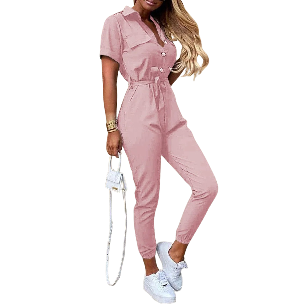 Monochromatische riemjumpsuit voor dames