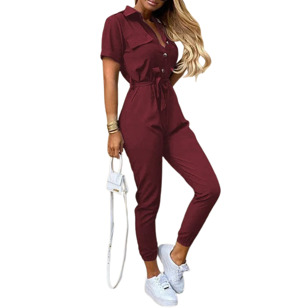 Monochromatische riemjumpsuit voor dames