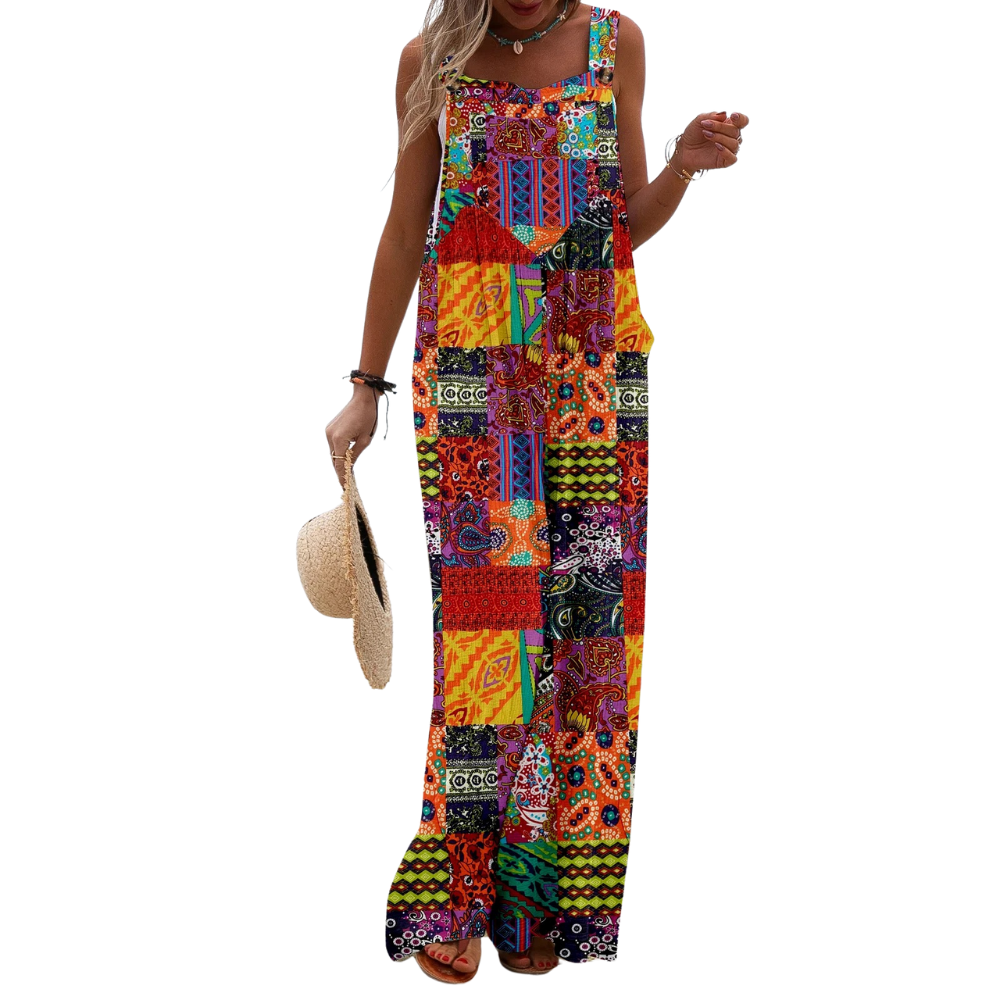 Boheemse jumpsuit met wijde pijpen voor dames