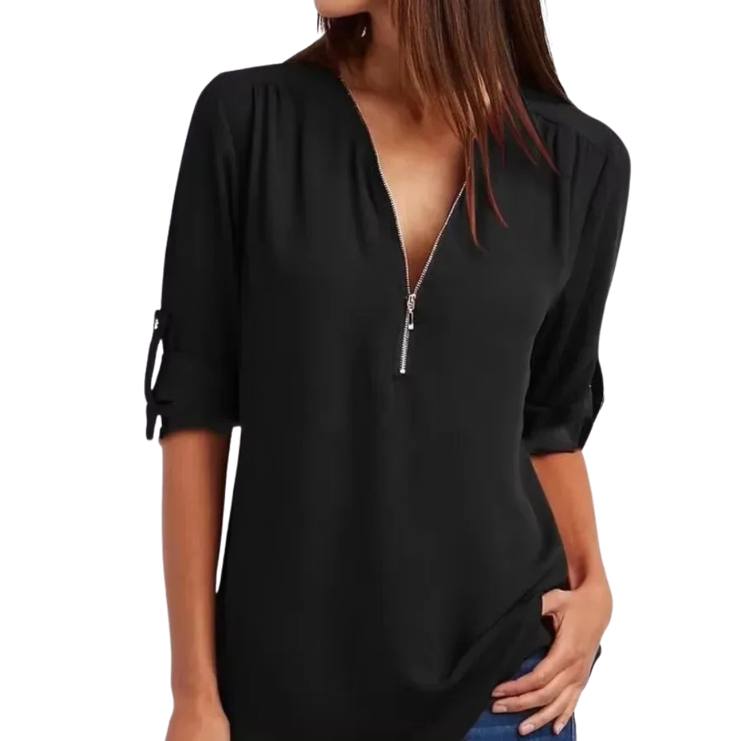 Vrouwen Blouse met Diepe V-Hals Chiffon