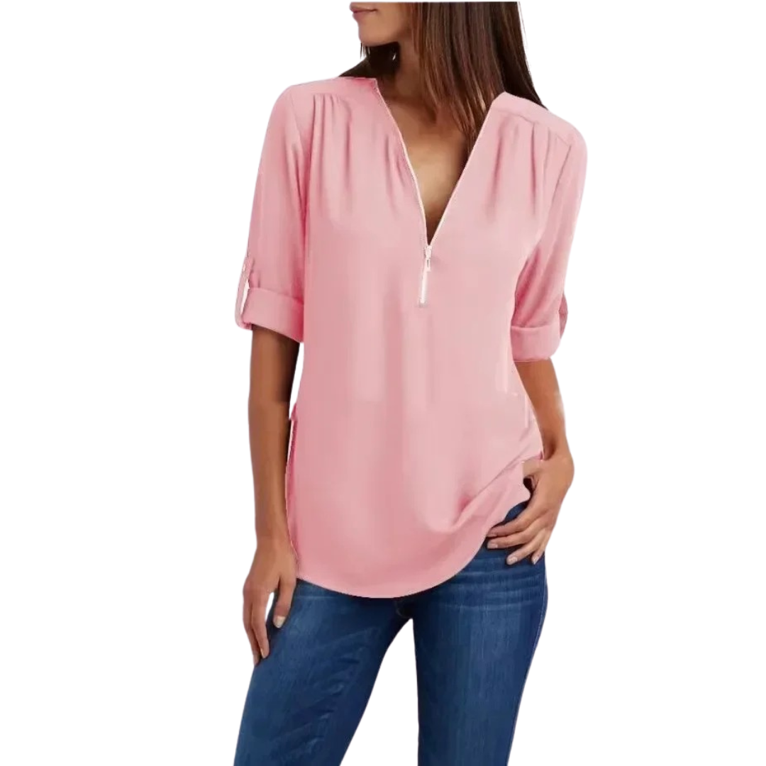 Vrouwen Blouse met Diepe V-Hals Chiffon